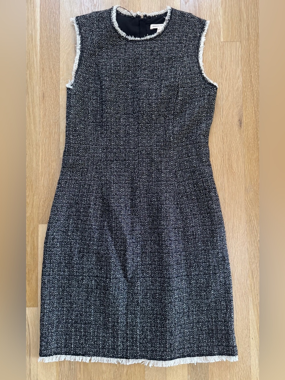 Rebecca Taylor Black Tweed Dress Size 8 Fringe